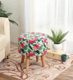 NACIA Printed Ottoman Stool for Living Room | Wooden Pouffe for Sitting and Footrest | Furniture for Home Decor