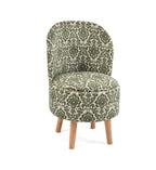 NACIA Velvet Printed Ottoman Chair with Stool Combo | Dressing Table Chair for Bedroom Makeup Room Decor | Modern Upholstered Ottoman with Wooden Legs for Living Room & Home
