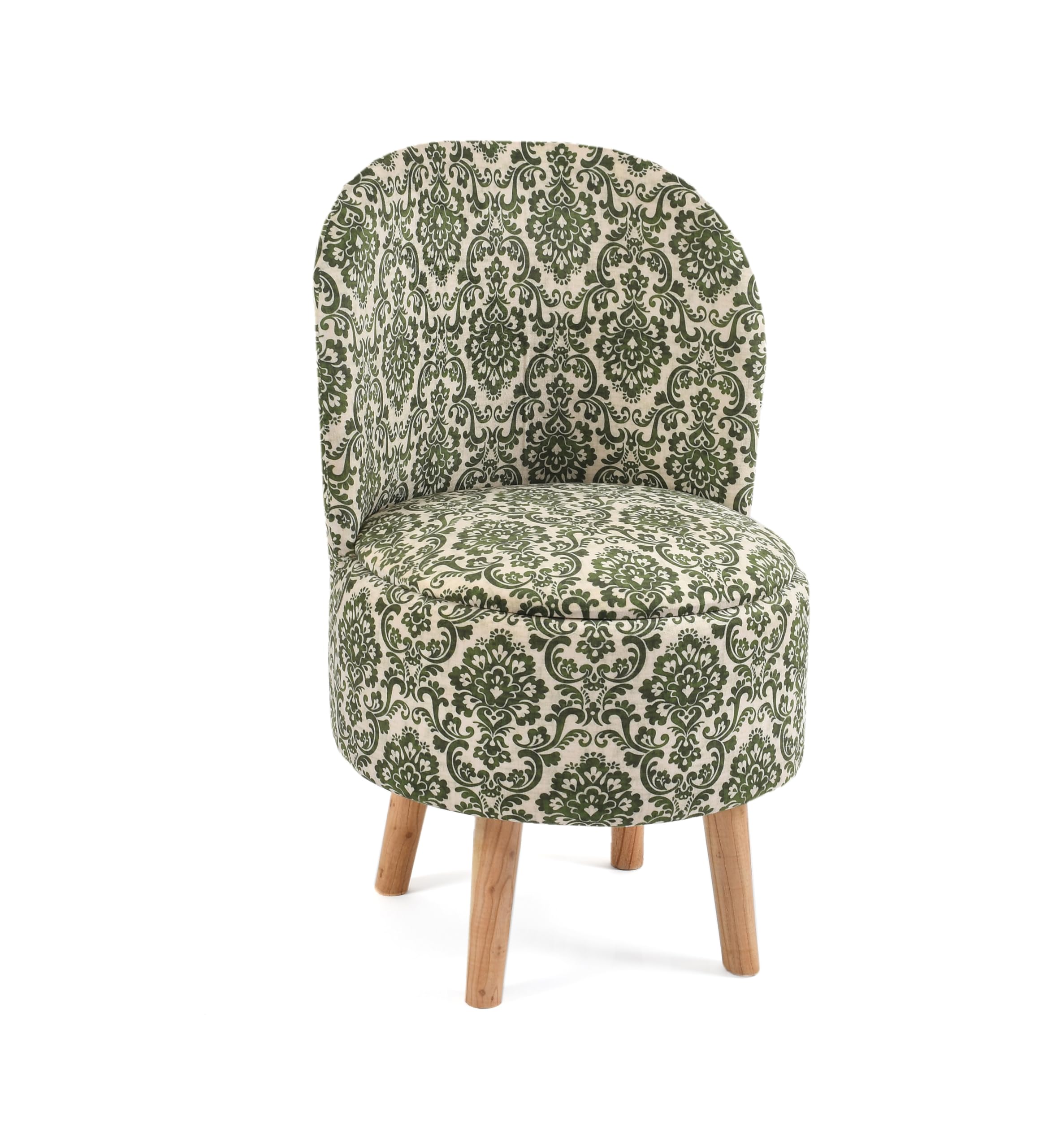 NACIA Velvet Printed Ottoman Chair with Stool Combo | Dressing Table Chair for Bedroom Makeup Room Decor | Modern Upholstered Ottoman with Wooden Legs for Living Room & Home