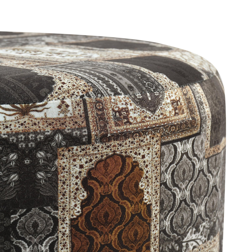 NACIA Printed Ottoman Stool for Living Room | Wooden Pouffe for Sitting and Footrest | Furniture for Home Decor