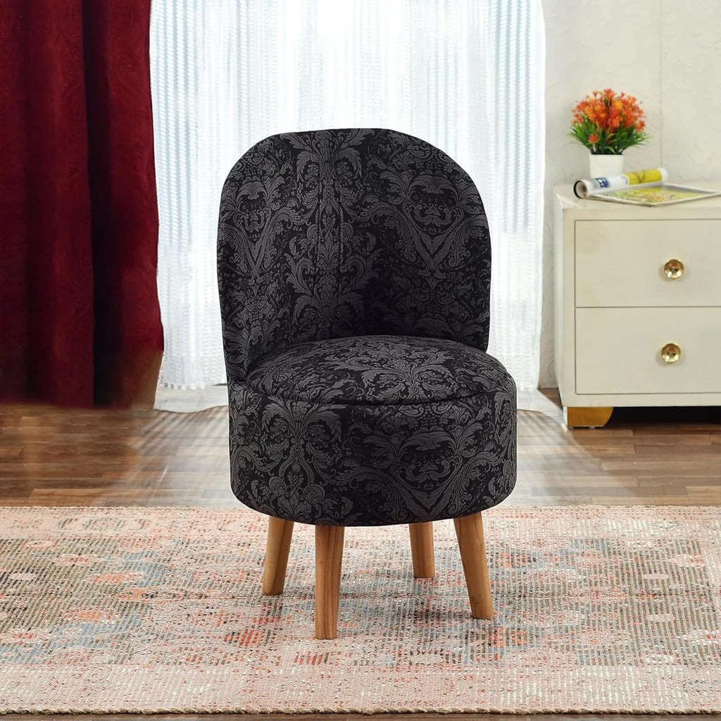 NACIA Velvet Printed Ottoman Chair | Dressing Table Chair for Bedroom Makeup Room Decor | Modern Upholstered Ottoman with Wooden Legs for Living Room & Home (18x18x32 Inches)
