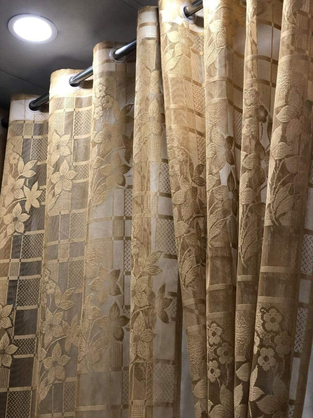 NACIA Heavy Polyester Net Semi Sheer Curtains for Door | Floral Design Grommet Curtains | Semi Transparent Window Drapes for Living Room Bedroom Home Décor