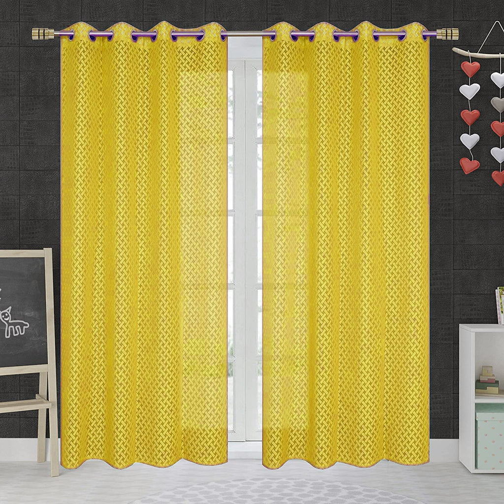NACIA Criss Cross Net Semi Sheer Curtains | Geometric Door Curtains with Eyelet Rings | Light Filtering Polyester Curtains for Living Room and Bedroom