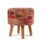 NACIA Printed Ottoman Stool for Living Room | Wooden Pouffe for Sitting and Footrest | Furniture for Home Decor