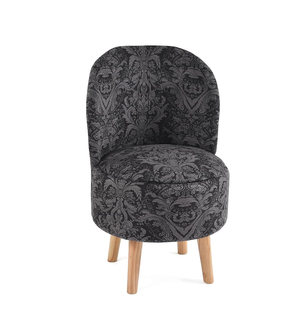 NACIA Velvet Printed Ottoman Chair | Dressing Table Chair for Bedroom Makeup Room Decor | Modern Upholstered Ottoman with Wooden Legs for Living Room & Home (18x18x32 Inches)