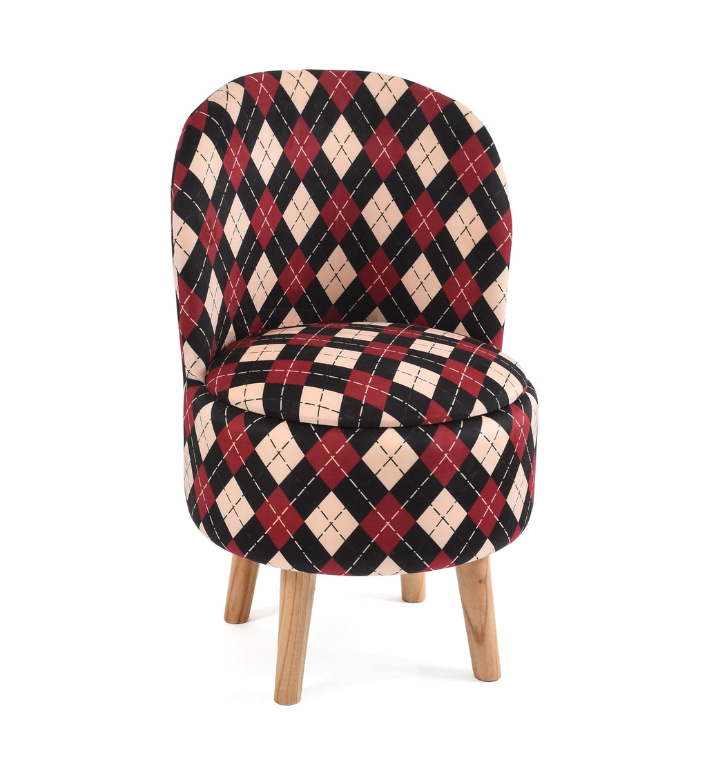 NACIA Velvet Printed Ottoman Chair | Dressing Table Chair for Bedroom Makeup Room Decor | Modern Upholstered Ottoman with Wooden Legs for Living Room & Home (18x18x32 Inches)