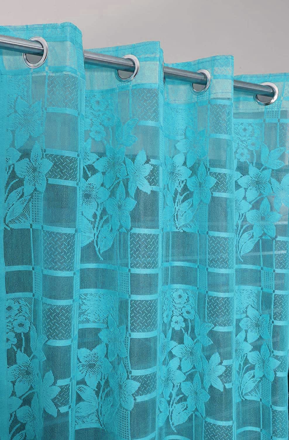 NACIA Heavy Polyester Net Semi Sheer Curtains for Door | Floral Design Grommet Curtains | Semi Transparent Window Drapes for Living Room Bedroom Home Décor