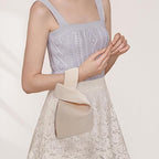NACIA® Handbag for Women Wristlet Knitted Hand Bag for Shopping Tote Bag Knot Pouch foldable Tote Purse for Wrist small Knitted Sleeve Tote Handle Bag Wristlet Pouch Purse for Women, Cream