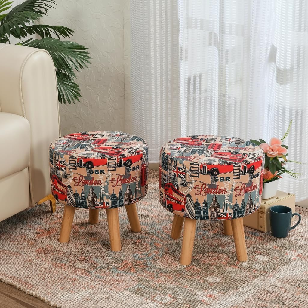 NACIA Elegant Ottoman Stool - Soft Cushioned Top for Seating & Footrest - Space-Saving, Stylish Design for Living Room, Bedroom & Office Spaces
