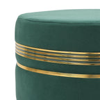 NACIA Ottoman Pouffe Stool for Living Room | Round Cushioned Footstool with Wooden & Gold Metal Legs | Dressing Table Chair for Home Decor, Bedroom & Balcony Use