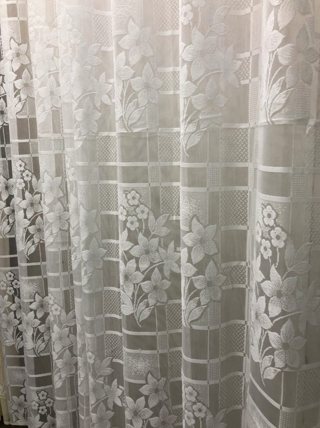 NACIA Heavy Polyester Net Semi Sheer Curtains for Door | Floral Design Grommet Curtains | Semi Transparent Window Drapes for Living Room Bedroom Home Décor
