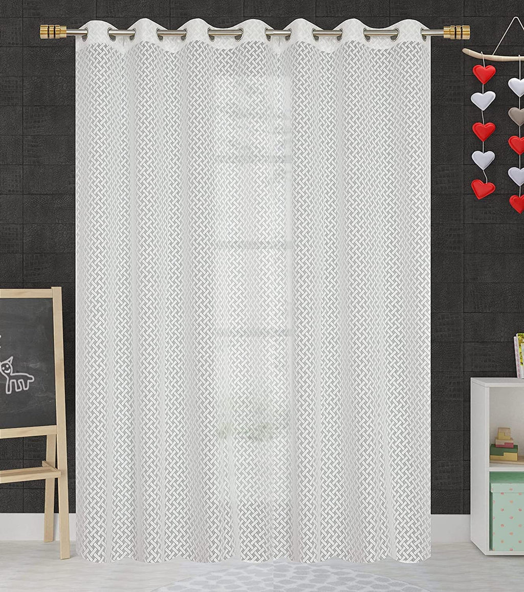 NACIA Criss Cross Net Semi Sheer Curtains | Geometric Door Curtains with Eyelet Rings | Light Filtering Polyester Curtains for Living Room and Bedroom