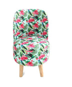 NACIA Velvet Printed Ottoman Chair | Dressing Table Chair for Bedroom Makeup Room Decor | Modern Upholstered Ottoman with Wooden Legs for Living Room & Home (18x18x32 Inches)