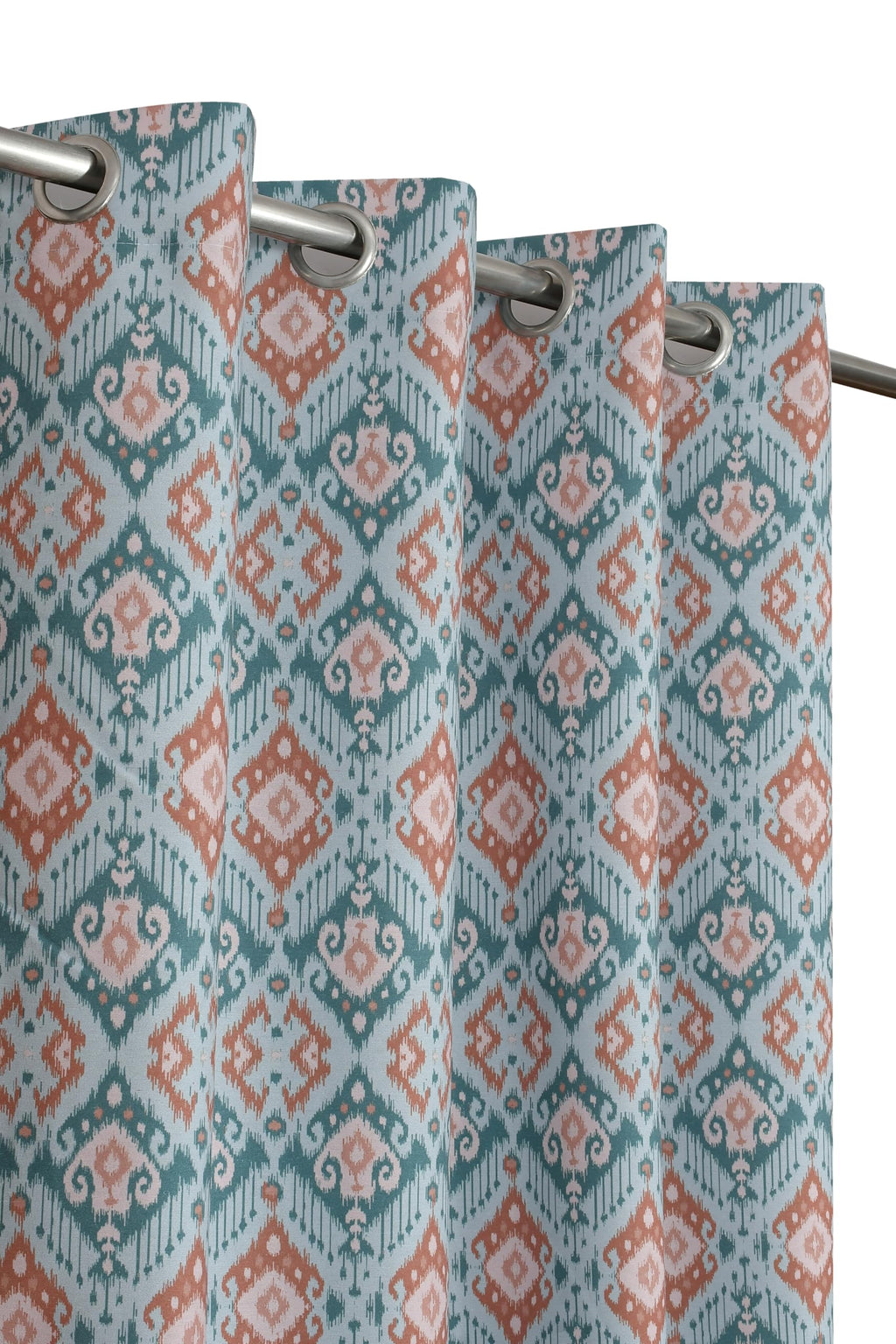 NACIA Cotton Room Darkening Printed Eyelet Curtains for Door, Long Door and Window | Geometric Printed Curtain Panel for Living Room and Bedroom | Grommet Window Drapes