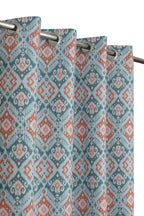 NACIA Cotton Room Darkening Printed Eyelet Curtains for Door, Long Door and Window | Geometric Printed Curtain Panel for Living Room and Bedroom | Grommet Window Drapes