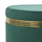 NACIA Ottoman Pouffe Stool for Living Room | Round Cushioned Footstool with Wooden & Gold Metal Legs | Dressing Table Chair for Home Decor, Bedroom & Balcony Use