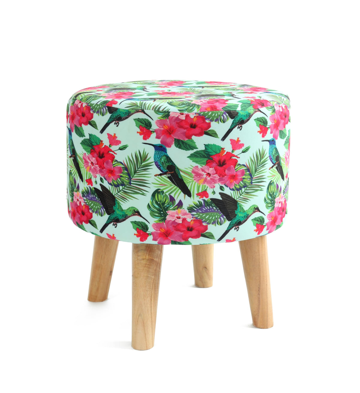 NACIA Printed Ottoman Stool for Living Room | Wooden Pouffe for Sitting and Footrest | Furniture for Home Decor