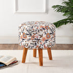 NACIA Printed Ottoman Stool for Living Room | Wooden Pouffe for Sitting and Footrest | Furniture for Home Decor