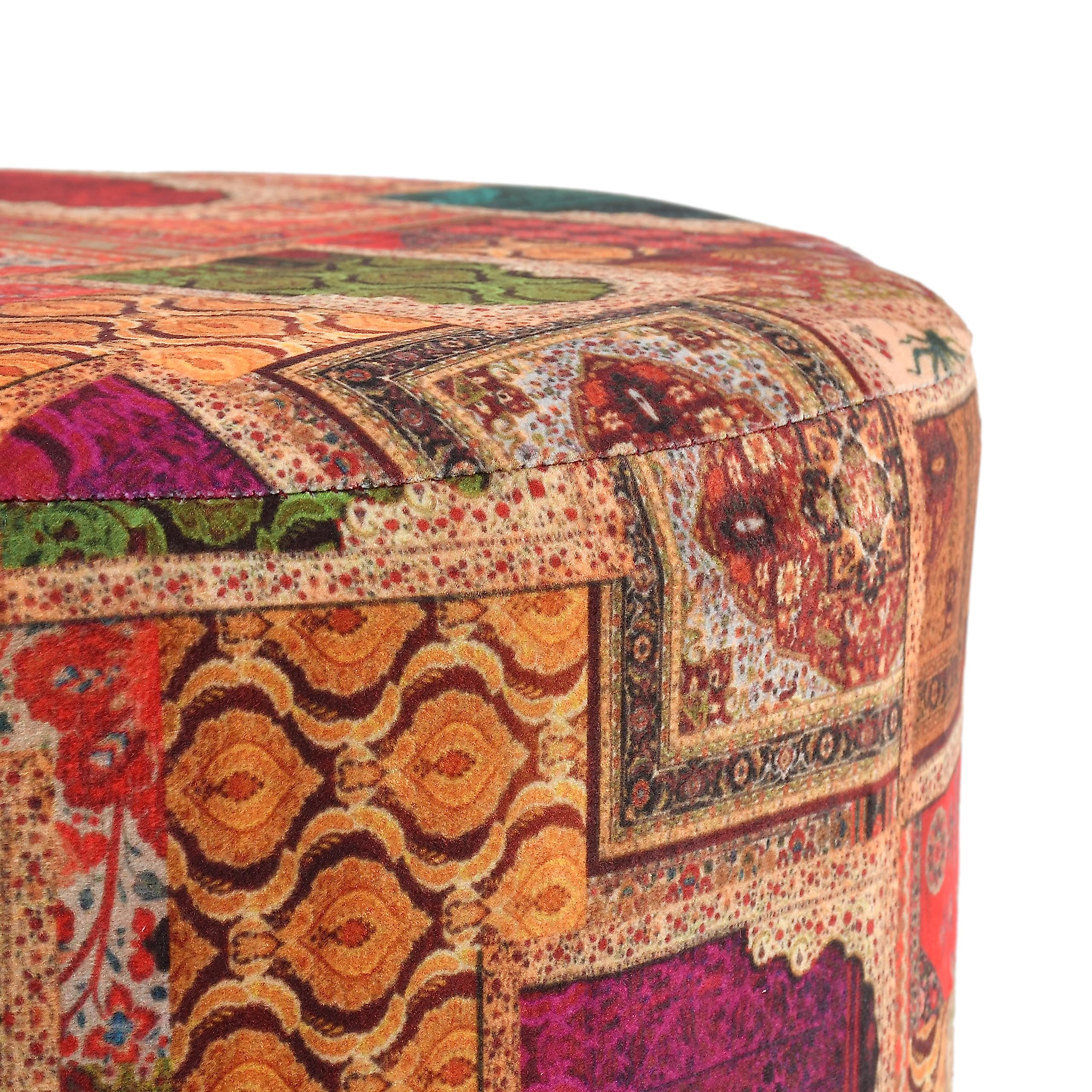 NACIA Printed Ottoman Stool for Living Room | Wooden Pouffe for Sitting and Footrest | Furniture for Home Decor