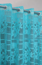 NACIA Heavy Polyester Net Semi Sheer Curtains for Door | Floral Design Grommet Curtains | Semi Transparent Window Drapes for Living Room Bedroom Home Décor