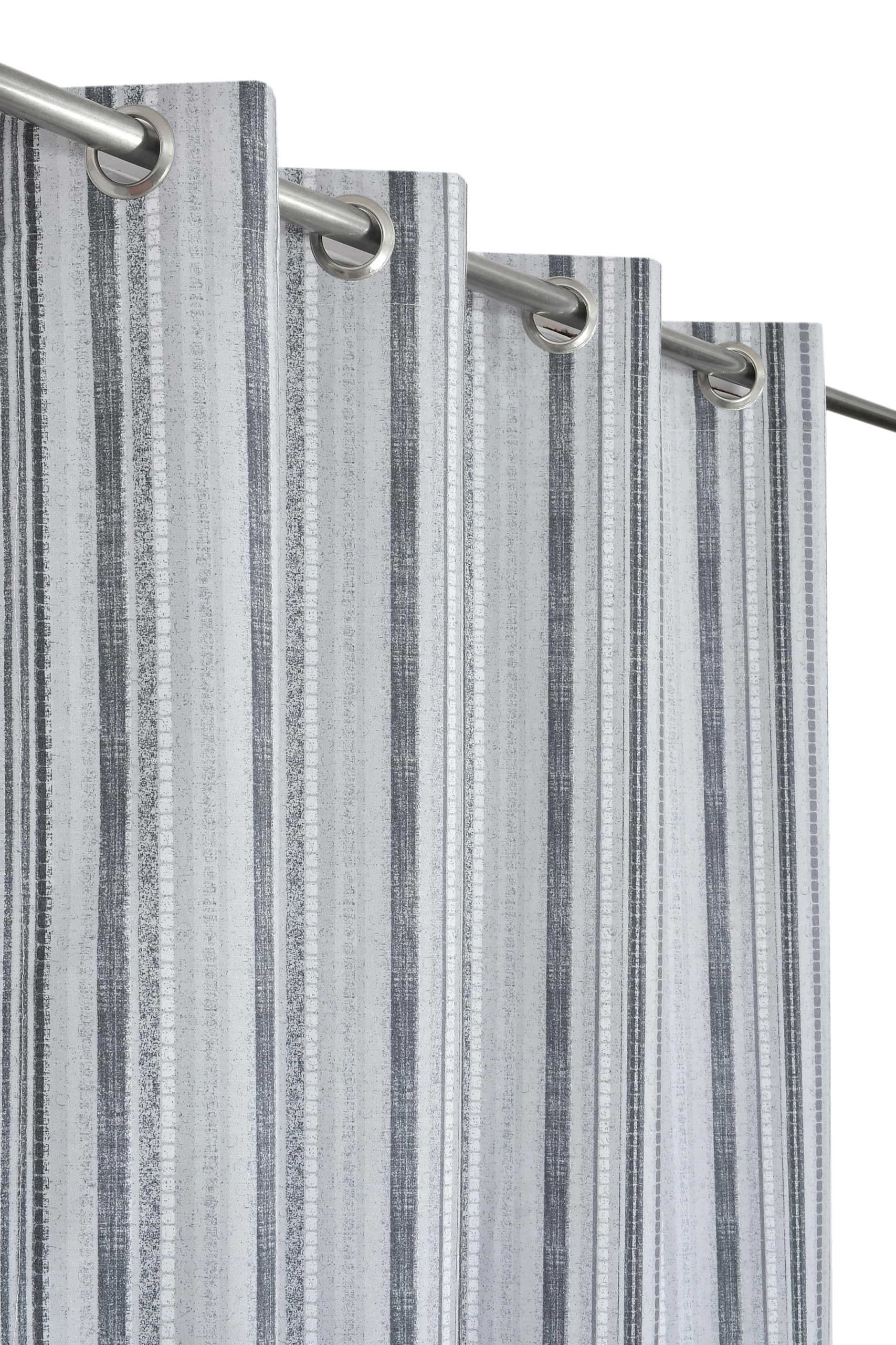 NACIA Cotton Room Darkening Printed Eyelet Curtains for Door, Long Door and Window | Geometric Printed Curtain Panel for Living Room and Bedroom | Grommet Window Drapes