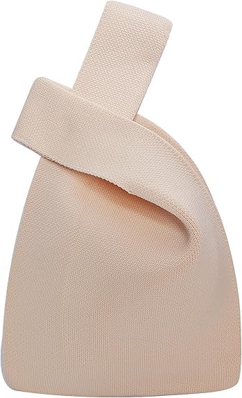NACIA® Handbag for Women Wristlet Knitted Hand Bag for Shopping Tote Bag Knot Pouch foldable Tote Purse for Wrist small Knitted Sleeve Tote Handle Bag Wristlet Pouch Purse for Women, Cream