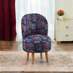 NACIA Velvet Printed Ottoman Chair | Dressing Table Chair for Bedroom Makeup Room Decor | Modern Upholstered Ottoman with Wooden Legs for Living Room & Home (18x18x32 Inches)