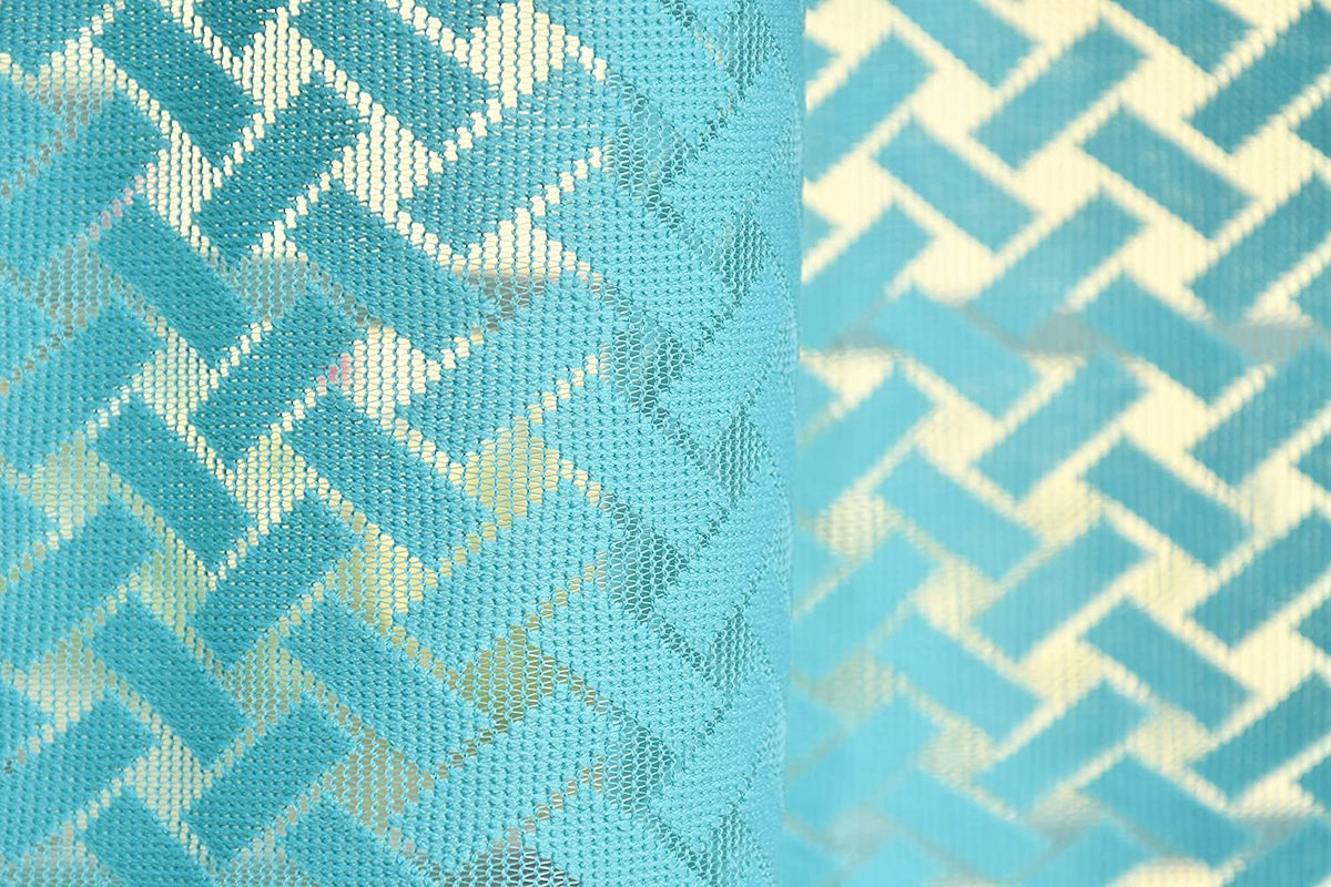 NACIA Criss Cross Net Semi Sheer Curtains | Geometric Door Curtains with Eyelet Rings | Light Filtering Polyester Curtains for Living Room and Bedroom