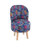 NACIA Velvet Printed Ottoman Chair | Dressing Table Chair for Bedroom Makeup Room Decor | Modern Upholstered Ottoman with Wooden Legs for Living Room & Home (18x18x32 Inches)