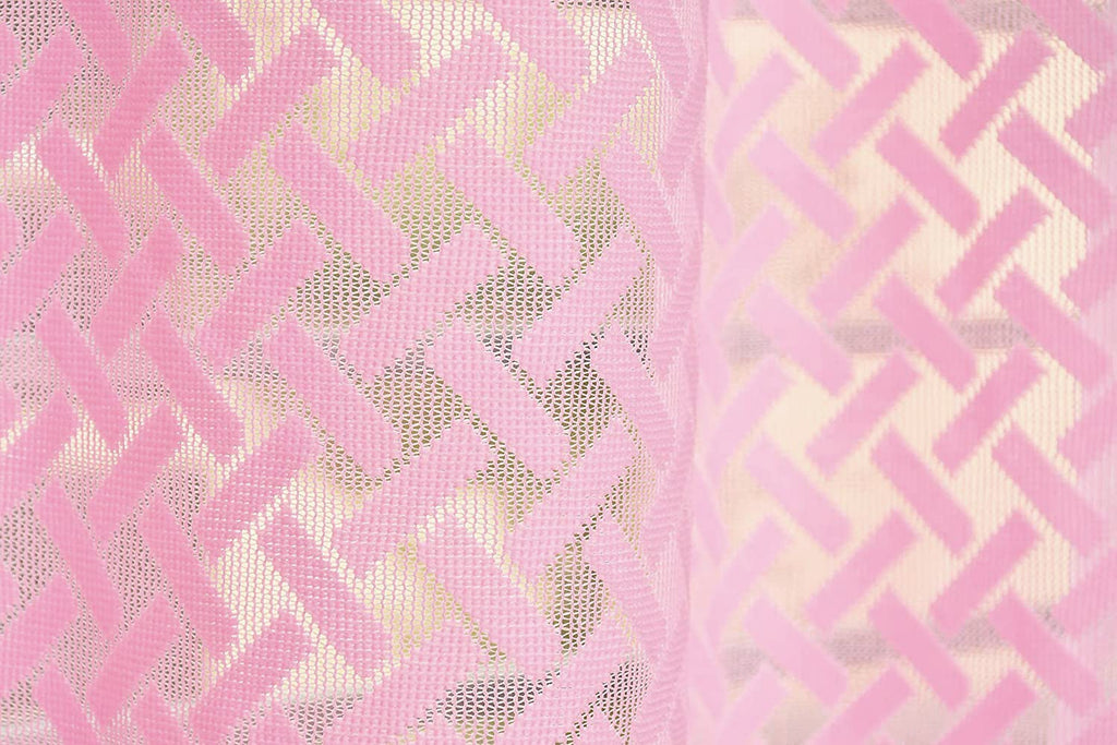 NACIA Criss Cross Net Semi Sheer Curtains | Geometric Door Curtains with Eyelet Rings | Light Filtering Polyester Curtains for Living Room and Bedroom