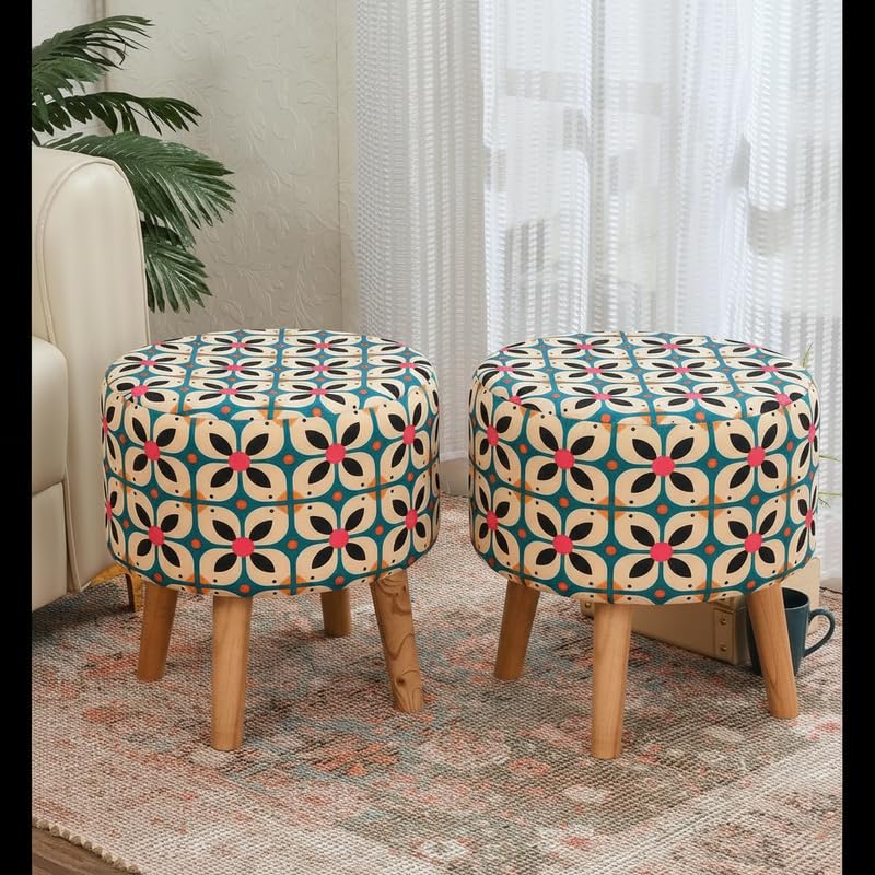 NACIA Elegant Ottoman Stool - Soft Cushioned Top for Seating & Footrest - Space-Saving, Stylish Design for Living Room, Bedroom & Office Spaces