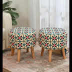 NACIA Elegant Ottoman Stool - Soft Cushioned Top for Seating & Footrest - Space-Saving, Stylish Design for Living Room, Bedroom & Office Spaces