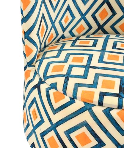NACIA Velvet Printed Ottoman Chair | Dressing Table Chair for Bedroom Makeup Room Decor | Modern Upholstered Ottoman with Wooden Legs for Living Room & Home (18x18x32 Inches)