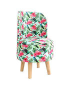 NACIA Velvet Printed Ottoman Chair | Dressing Table Chair for Bedroom Makeup Room Decor | Modern Upholstered Ottoman with Wooden Legs for Living Room & Home (18x18x32 Inches)