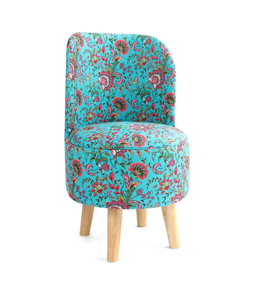 NACIA Velvet Printed Ottoman Chair | Dressing Table Chair for Bedroom Makeup Room Decor | Modern Upholstered Ottoman with Wooden Legs for Living Room & Home (18x18x32 Inches)