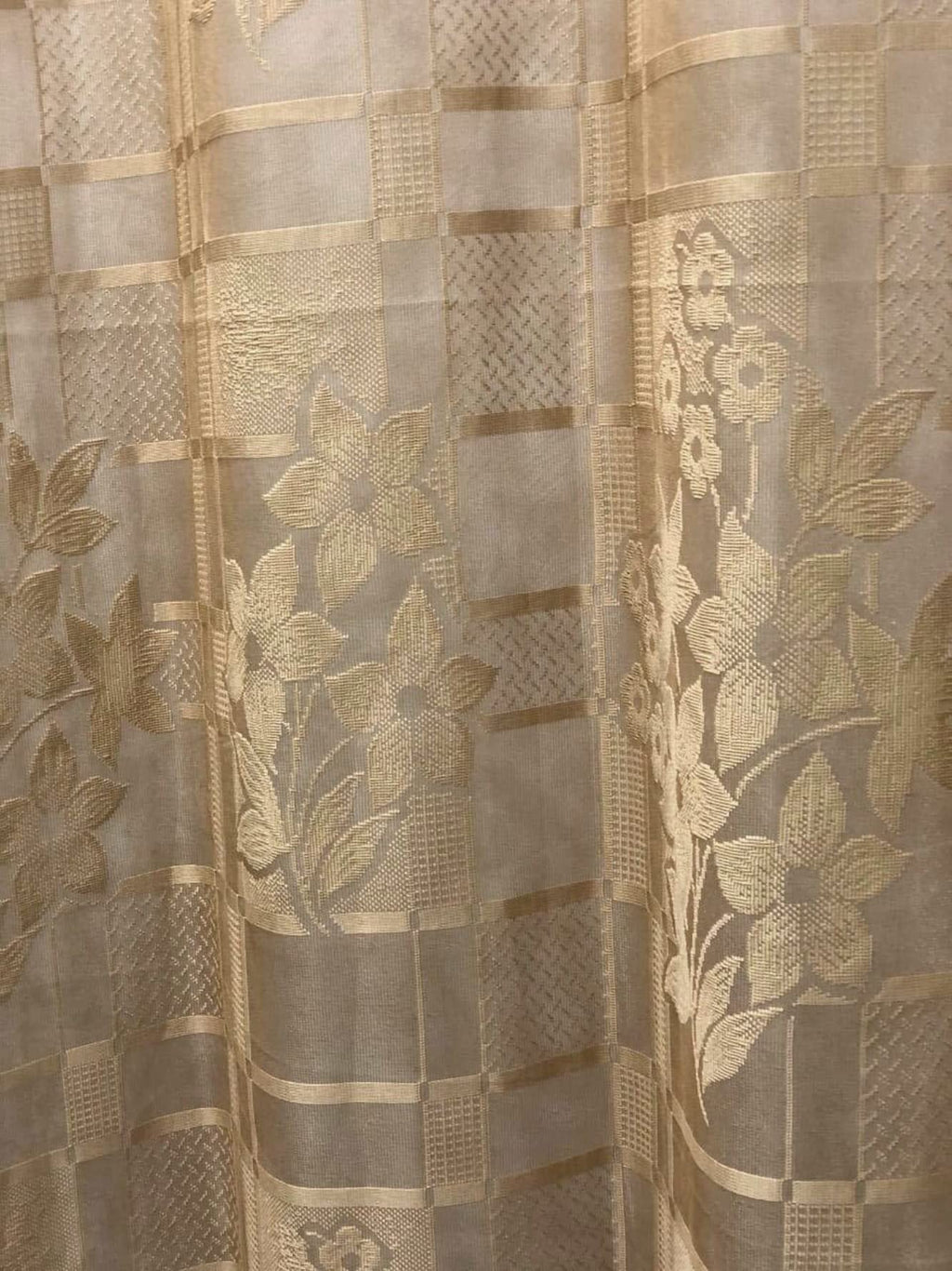 NACIA Heavy Polyester Net Semi Sheer Curtains for Door | Floral Design Grommet Curtains | Semi Transparent Window Drapes for Living Room Bedroom Home Décor