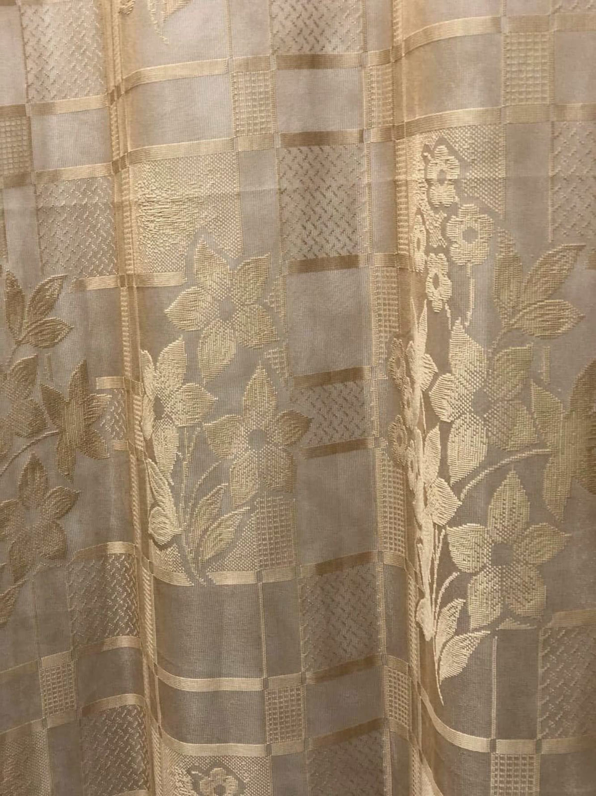 NACIA Heavy Polyester Net Semi Sheer Curtains for Door | Floral Design Grommet Curtains | Semi Transparent Window Drapes for Living Room Bedroom Home Décor