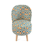 NACIA Velvet Printed Ottoman Chair with Stool Combo | Dressing Table Chair for Bedroom Makeup Room Decor | Modern Upholstered Ottoman with Wooden Legs for Living Room & Home
