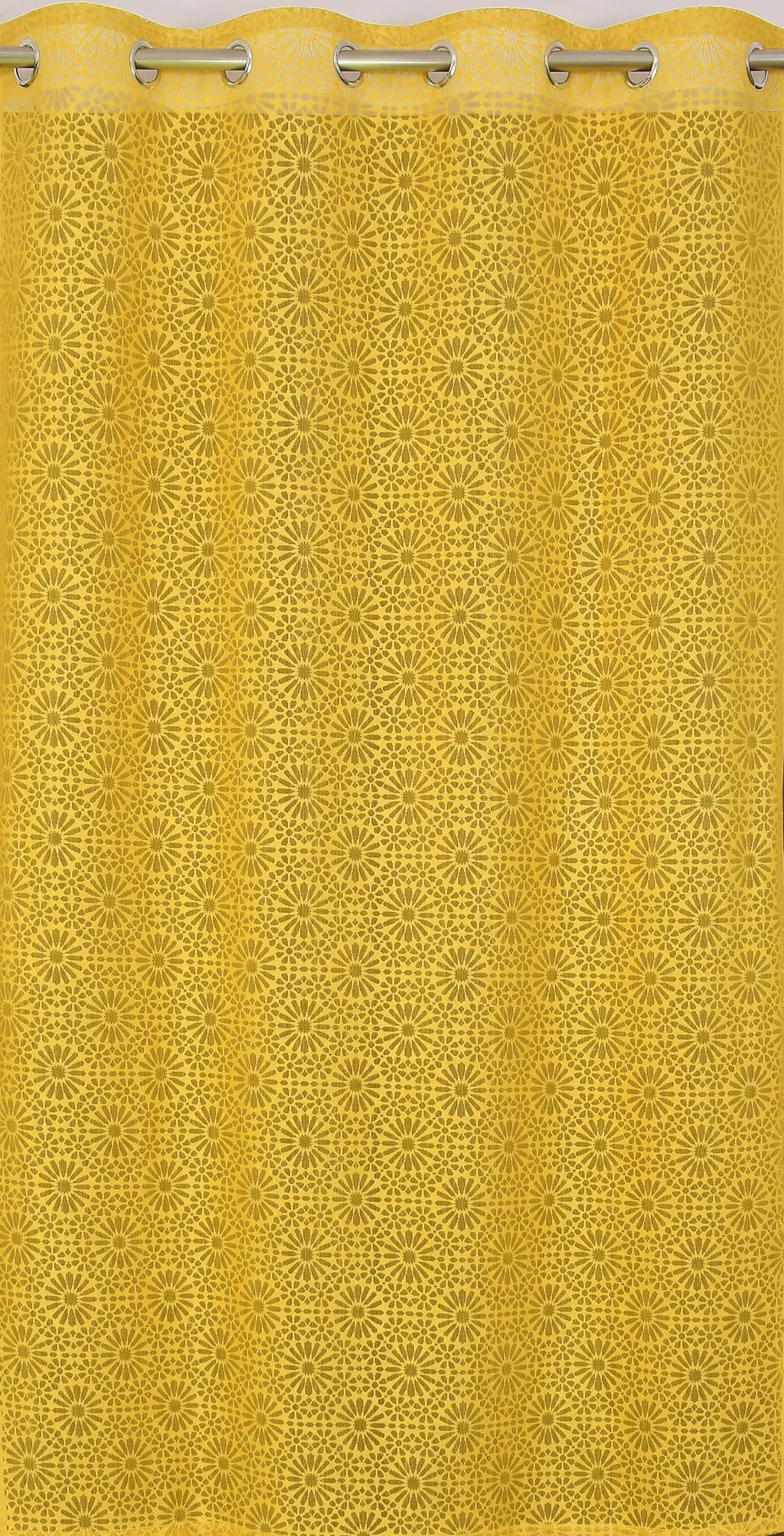 NACIA Heavy Polyester Net Semi Sheer Curtains for Door | Geometric Design Grommet Curtains | Semi Transparent Window Drapes for Living Room Bedroom Home Décor
