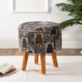 NACIA Printed Ottoman Stool for Living Room | Wooden Pouffe for Sitting and Footrest | Furniture for Home Decor