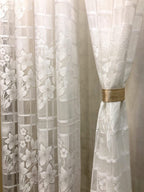 NACIA Heavy Polyester Net Semi Sheer Curtains for Door | Floral Design Grommet Curtains | Semi Transparent Window Drapes for Living Room Bedroom Home Décor