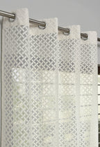 NACIA Criss Cross Net Semi Sheer Curtains | Geometric Door Curtains with Eyelet Rings | Light Filtering Polyester Curtains for Living Room and Bedroom