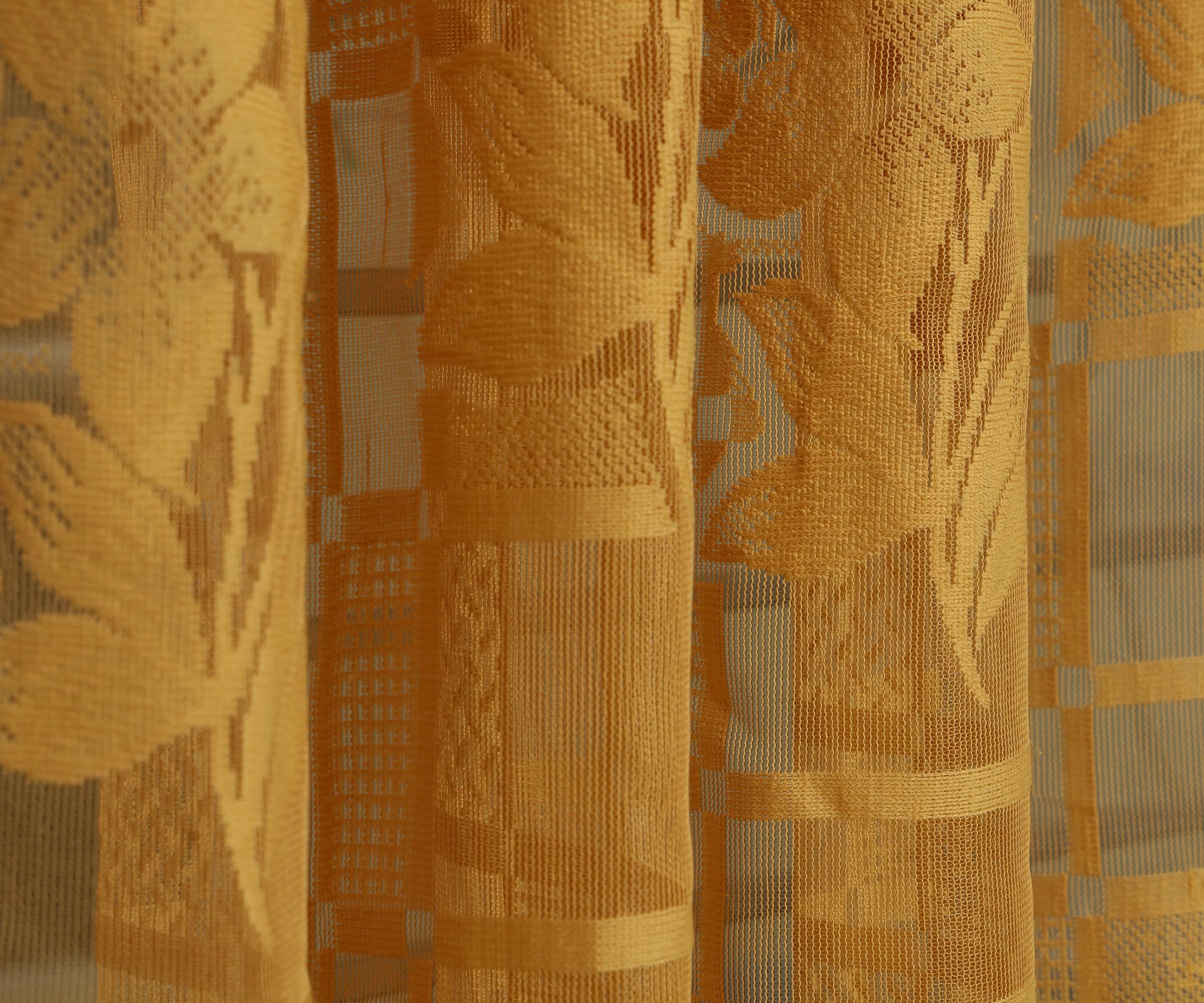 NACIA Heavy Polyester Net Semi Sheer Curtains for Door | Floral Design Grommet Curtains | Semi Transparent Window Drapes for Living Room Bedroom Home Décor