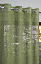 NACIA Heavy Polyester Net Semi Sheer Curtains for Door | Geometric Design Grommet Curtains | Semi Transparent Window Drapes for Living Room Bedroom Home Décor