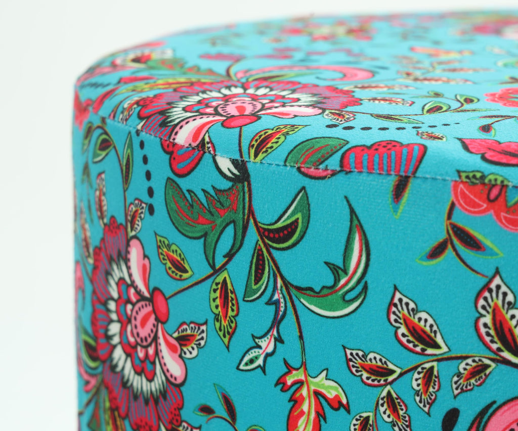 NACIA Printed Ottoman Stool for Living Room | Wooden Pouffe for Sitting and Footrest | Furniture for Home Decor
