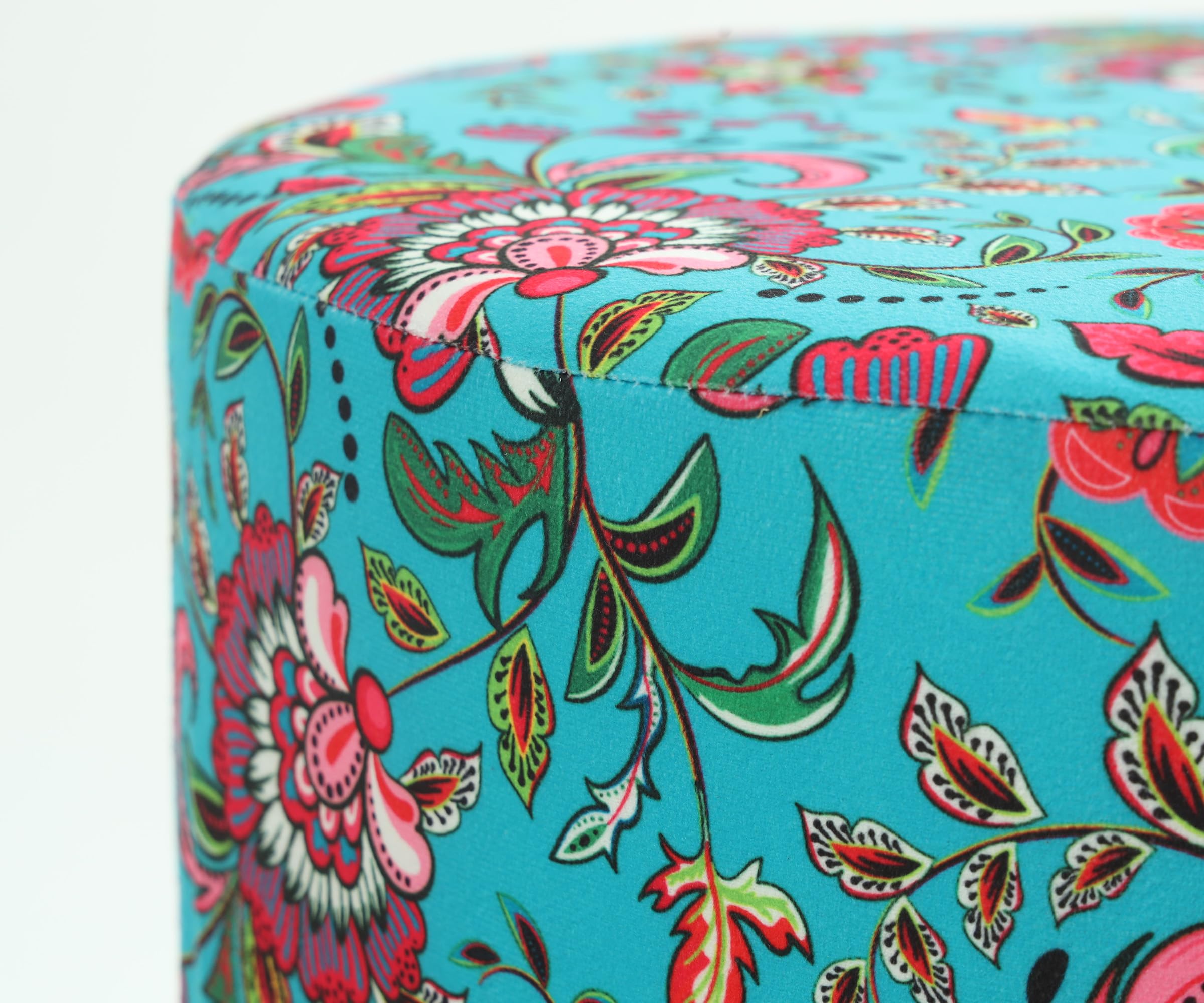 NACIA Printed Ottoman Stool for Living Room | Wooden Pouffe for Sitting and Footrest | Furniture for Home Decor