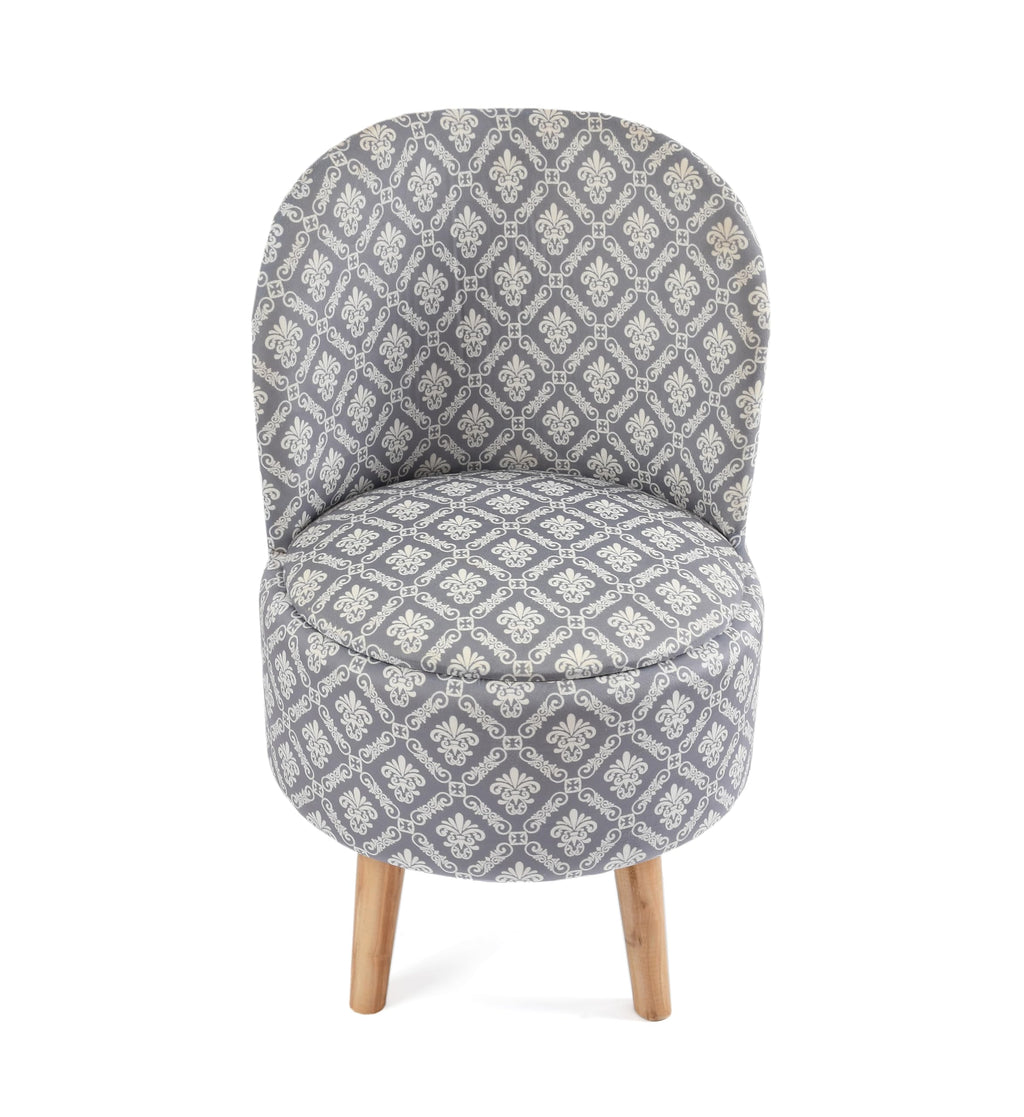 NACIA Velvet Printed Ottoman Chair with Stool Combo | Dressing Table Chair for Bedroom Makeup Room Decor | Modern Upholstered Ottoman with Wooden Legs for Living Room & Home