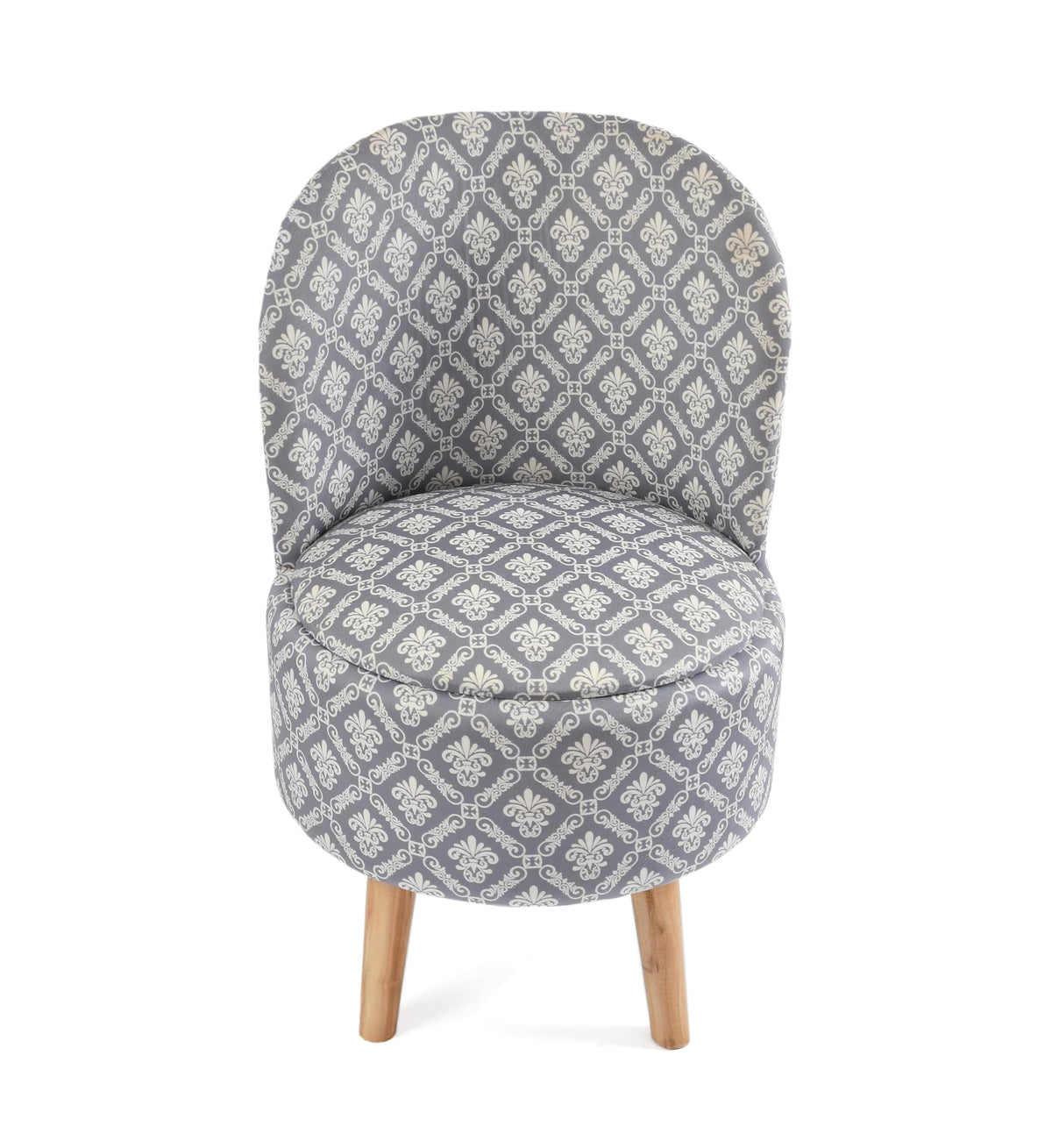 NACIA Velvet Printed Ottoman Chair with Stool Combo | Dressing Table Chair for Bedroom Makeup Room Decor | Modern Upholstered Ottoman with Wooden Legs for Living Room & Home