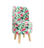 NACIA Velvet Printed Ottoman Chair with Stool Combo | Dressing Table Chair for Bedroom Makeup Room Decor | Modern Upholstered Ottoman with Wooden Legs for Living Room & Home