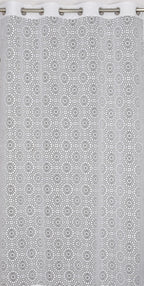 NACIA Heavy Polyester Net Semi Sheer Curtains for Door | Geometric Design Grommet Curtains | Semi Transparent Window Drapes for Living Room Bedroom Home Décor